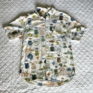 Men Short Sleeve Button Down Shirt Size Large